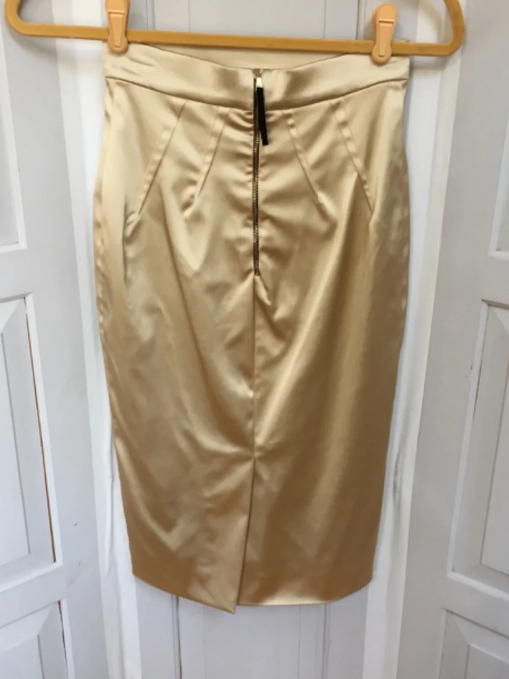 Dolce & Gabbana Gold Satin Pencil Skirt